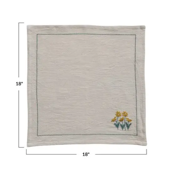 Hello Honey&reg; Multicolor Floral Hand-Embroidered Cotton Napkins, 4ct. {5}
