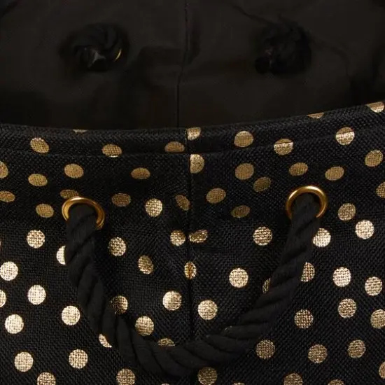 Medium Polyester Rectangle Bin With Gold Dots Black {5}