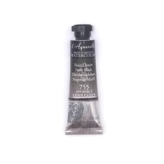 Sennelier French Artists' Watercolor, 10mL 755 Ivory Black S1 {1}