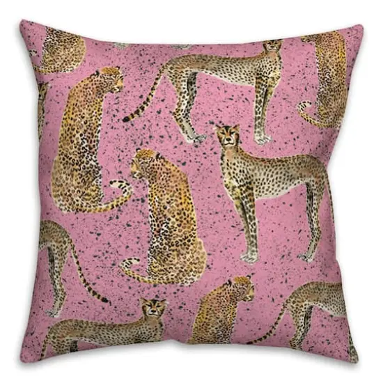 Cheetahs Indoor/Outdoor Throw Pillow Pink {1}