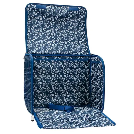 Everything Mary Collapsible Blue Pin Dot Rolling Sewing Machine Tote {6}