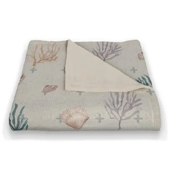 Multi Shell Coral & Plus Coral Fleece Blanket Blue Plus On Blue {3}