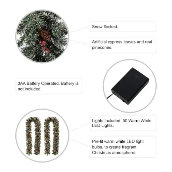 Glitzhome&reg; 9ft. LED Glittered Pinecone Christmas Garlands, 2ct. {8}