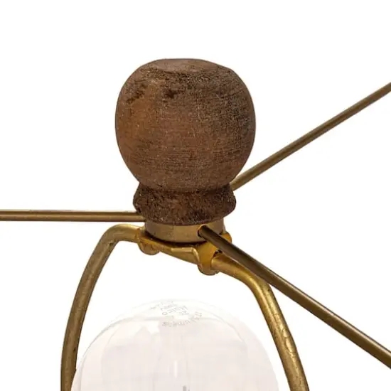 Hello Honey&reg; 24" Natural & Gold Colored Reclaimed Wood Table Lamp with Jute Shade {10}