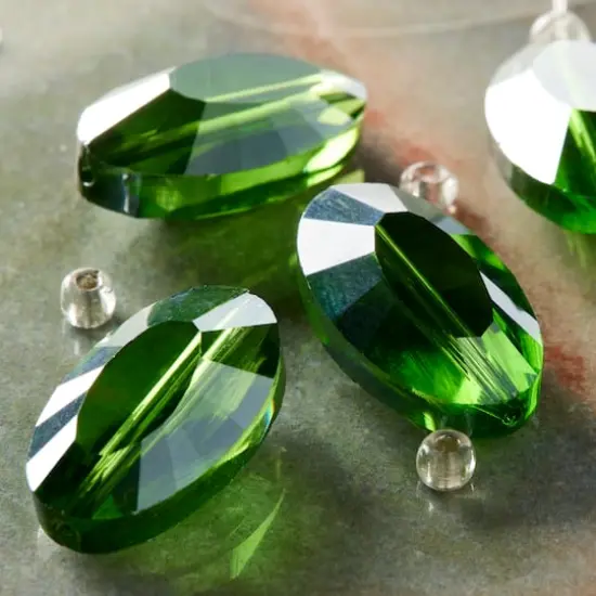 Green Glass Faceted Oval Beads, 20mm by Bead Landing&trade; {3}