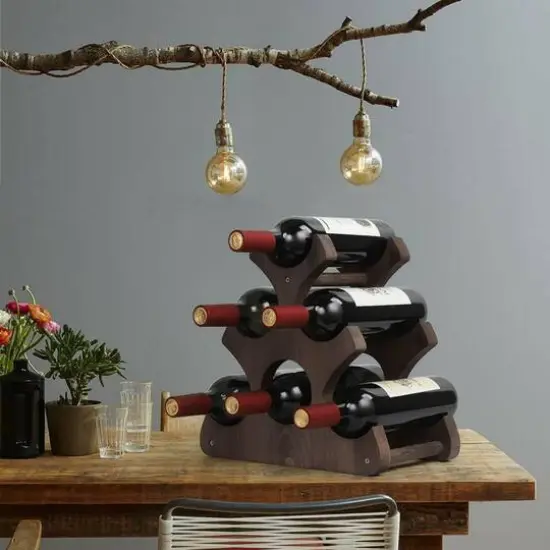 NEX&trade; 16" Countertop 6-Bottle Wood Wine Rack Brown {7}