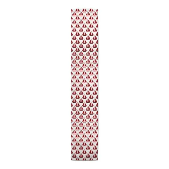 Sailboats Indoor/Outdoor Table Runner Red on White {1}