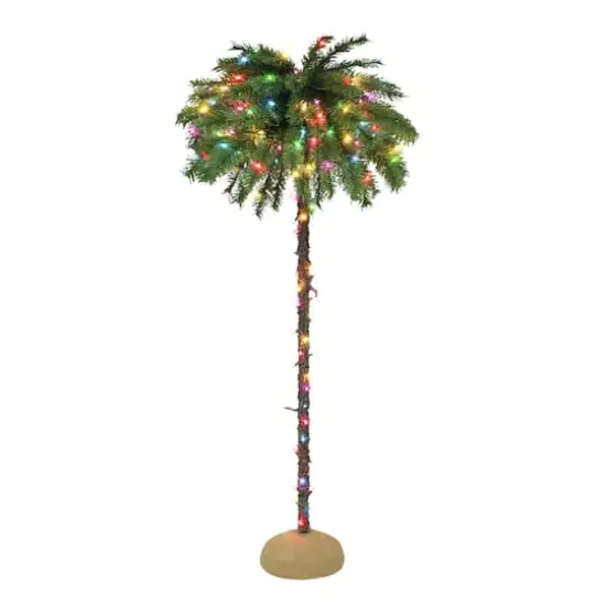 6ft. Pre-Lit Palm Artificial Christmas Tree, Multicolor Lights {1}