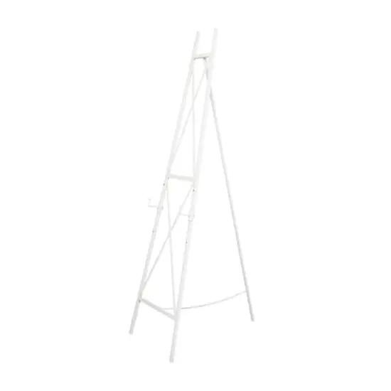 64" White Metal Adjustable Minimalist Floor Easel with Chain Support {1}