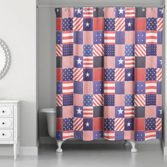 Stars and Stripes Quilt-Pattern Shower Curtain {3}