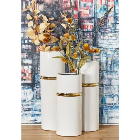 White Stoneware Glam Vase Set {7}
