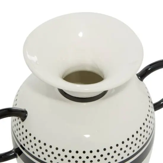 White Ceramic Eclectic Vase, 6" x 8" x 6" {4}