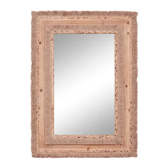 36" Brown Bohemian Style Wood Wall Mirror {1}