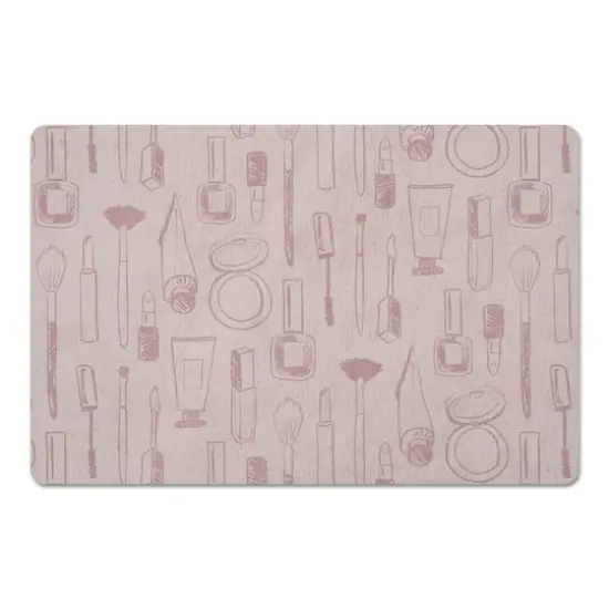 Makeup Icons Floor Mat Light Pink {1}