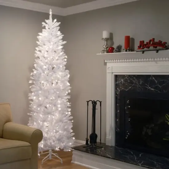 9ft. Pre-Lit Kingswood White Fir Artificial Christmas Tree, Clear Lights {3}