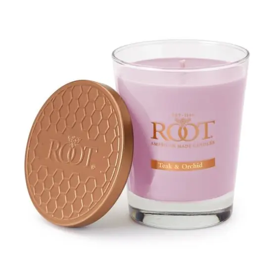 Root Candles 10.5oz. Large Scented Honeycomb Veriglass Jar Candle Teak and Orchid {1}