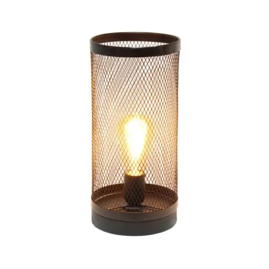 Simple Designs 13" Mesh Cylindrical Steel Table Lamp Black {3}