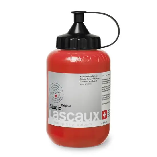 Lascaux Studio Acrylic Paint, 500mL 923 Bright Red {1}