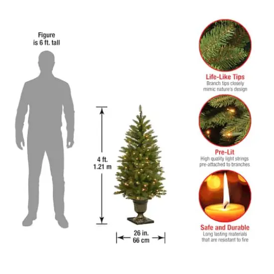 4 ft. Pre-Lit Potted Dunhill&reg; Fir Artificial Entrance Christmas Tree, Clear Lights {5}