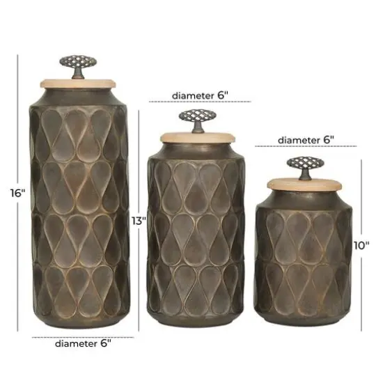 Black Traditional Decorative Jars, Set of 3" 16", 13", 10" {6}