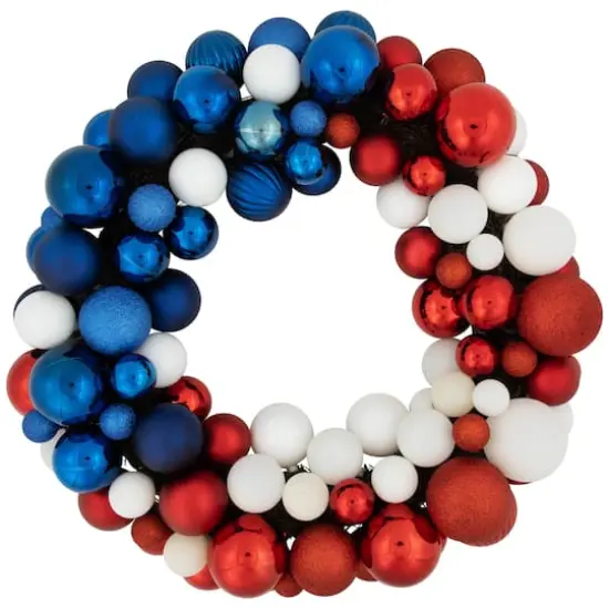 22" Red, white & Blue Glittered Patriotic Ornament Wreath {4}