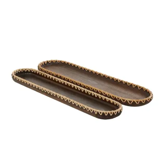 Dark Brown Mango Wood Nesting Tray Set {1}