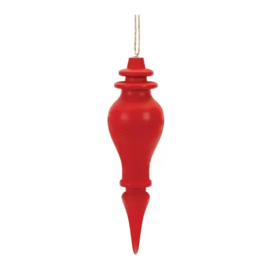 6" Red Wood Finial Drop Ornament Set {4}