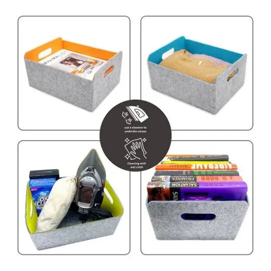 Welaxy Felt 3 Piece Collapsible Storage Bins Green/Turquoise/Orange {9}