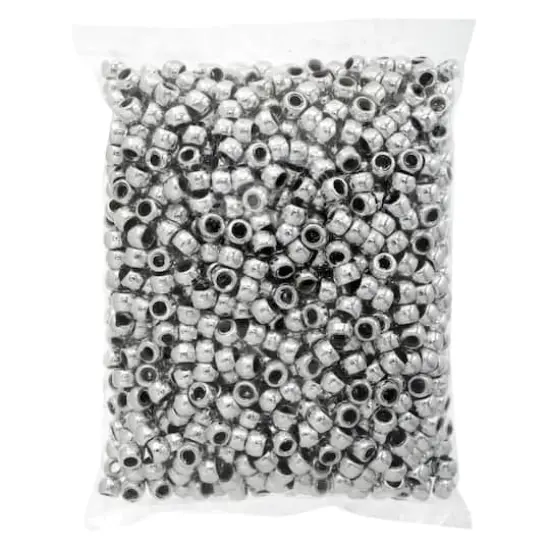 John Bead 9mm Metalized Opaque Pony Beads, 1,000ct. Silver {6}