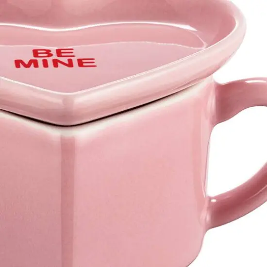 Miss Valentine Pink Ceramic Candy Heart Mug & Saucer {8}