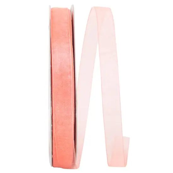 JAM Paper 5/8" x 100yd. Chiffon Mono Sheer Ribbon Coral {1}
