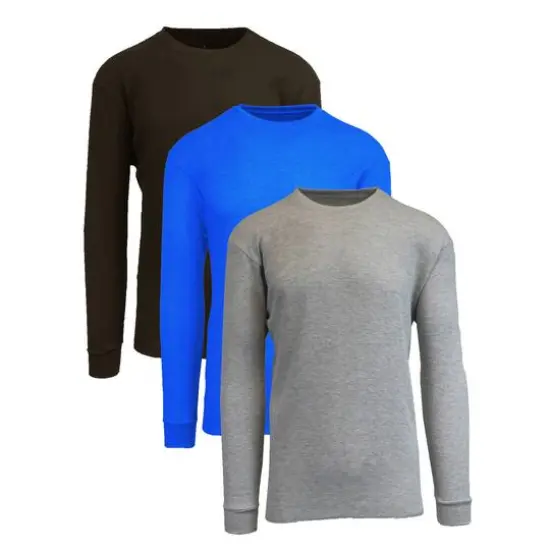 Galaxy by Harvic Long Sleeve Classic Men's Thermal Shirt 3 Pack Olive/Royal/Heather Gray {1}