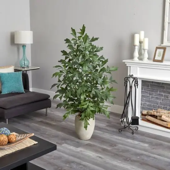 5ft. Fishtail Palm Tree with Sand Colored Ceramic Planter {4}