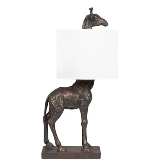 Hello Honey&reg; 28" Bronze Giraffe Table Lamp with Linen Shade {9}