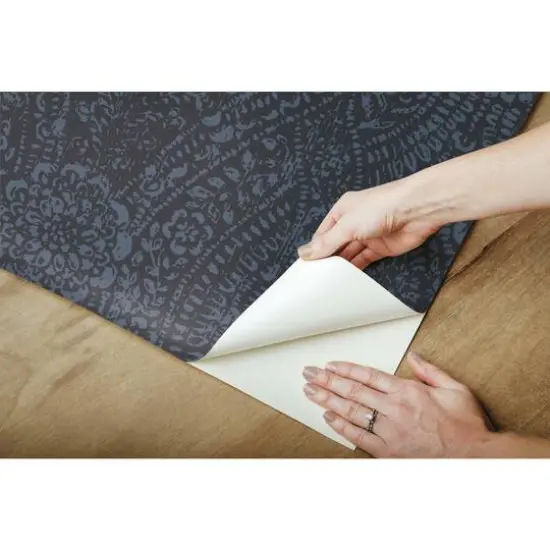 RoomMates Ornate Ogee Peel & Stick Wallpaper Blue and Black {9}