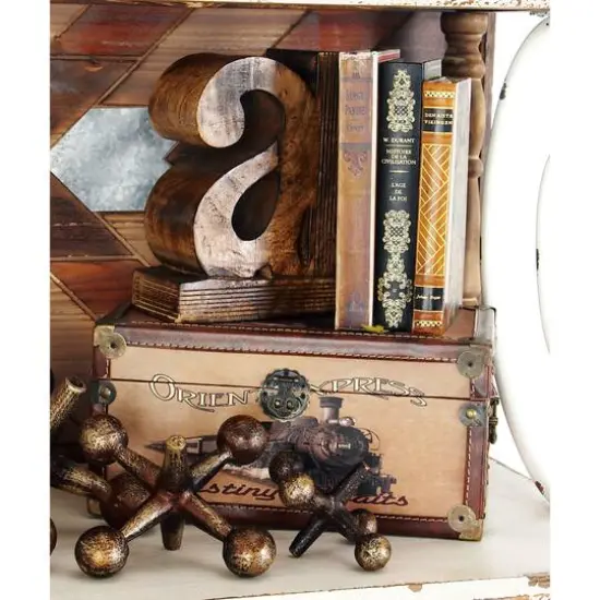 Set of 3" Brown Wood Vintage Trunk, 17", 15", 12" {10}