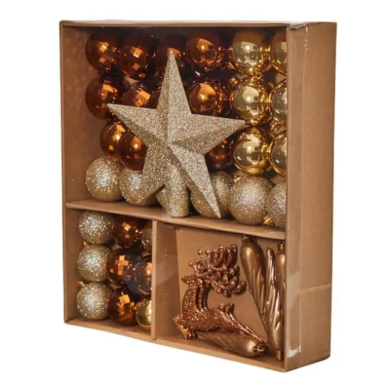 40ct. Gold Shatterproof Lux Christmas Ornament Set {5}