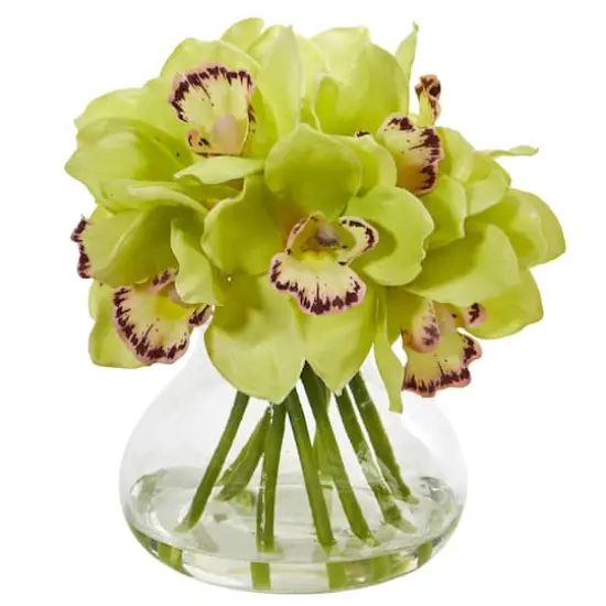 Cymbidium Orchid Arrangement In Vase {1}
