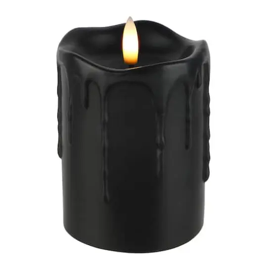 3" x 4" Black Dripping LED Wax Pillar Candle by Ashland&reg; {3}