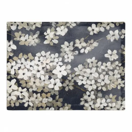 Navy & White Blossoms Cotton Twill Placemat {1}