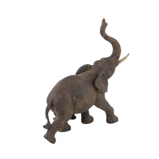 11" Brown Eclectic Polystone Elephants Sculpture {4}