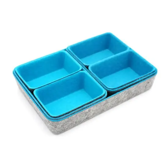 Welaxy Felt 7 Piece Drawer Organizer Tray Set Turquoise {8}