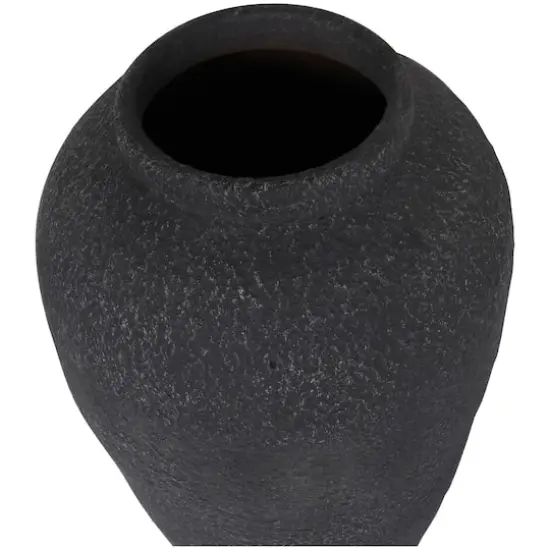 20" Black Ceramic Textured Vase {4}