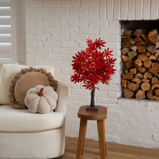 2ft. Pre-Lit Red Autumn Maple Artificial Fall Tree with 50 Warm White LED Lights and Detachable Base {10}