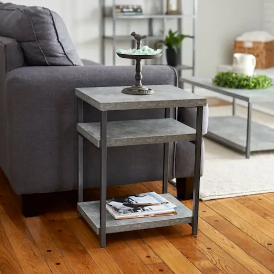 Household Essentials Jamestown 2-Shelf End Table Gray {4}
