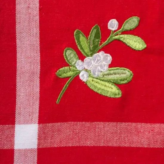 DII&reg; Red & White Stripe Holly & Mistletoe Holiday Embroidered Dishtowel Set {11}