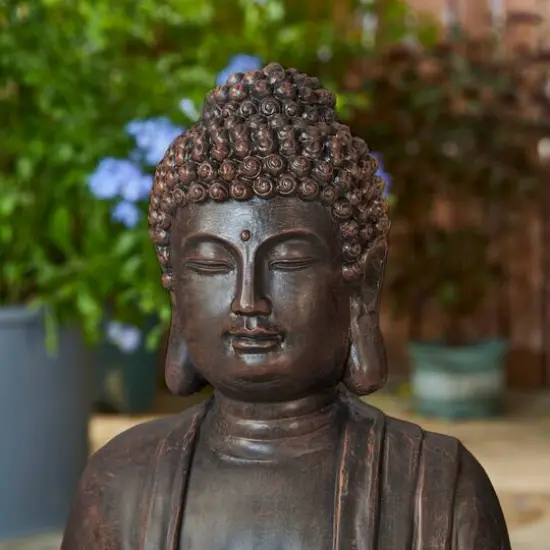 Glitzhome&reg; 23.25" Zen-Style Meditating Buddha Statue Outdoor Fountain with LED Light {6}