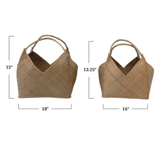 Hello Honey® Natural Square Seagrass Basket with Handles Set {4}