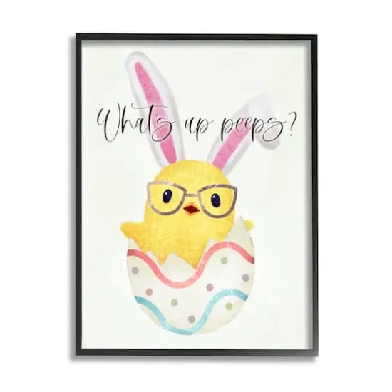 Stupell Industries What's Up Peeps Funny Easter Phrase Hatched Chick Framed Giclee Art Black {1}
