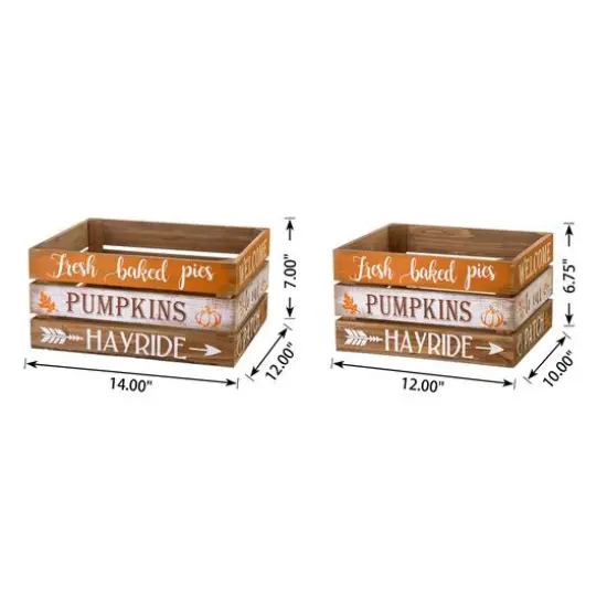 Glitzhome&reg; Wooden Pumpkin Crate Set {16}